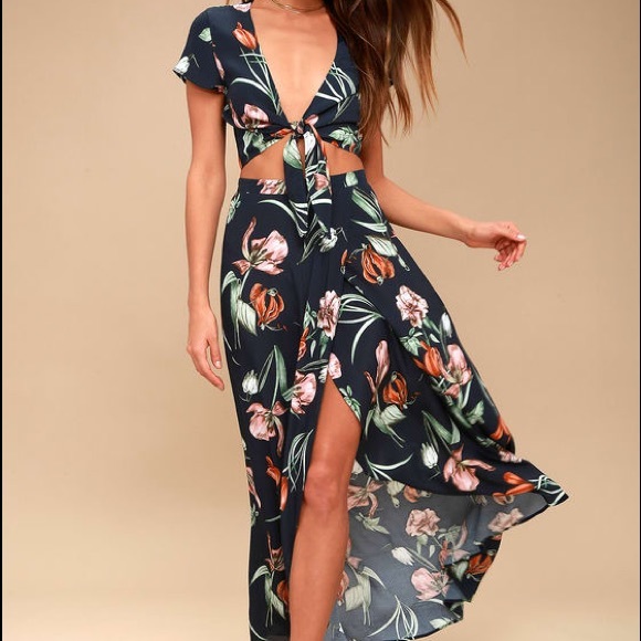Lulus Dresses & Skirts - Lulus Magdalena Blue Floral 2 Piece…
